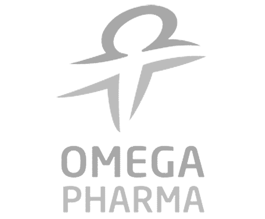 Omega Pharma logo: stylized figure.